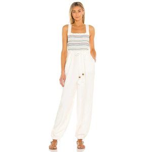 Free People Sienna Smocked Jumpsuit in Ecru Small New Nwt Women's Playsuit